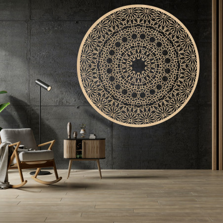Elegantní dřevěná mandala - Exkluzivní dřevěná dekorace na zeď do obývacího pokoje