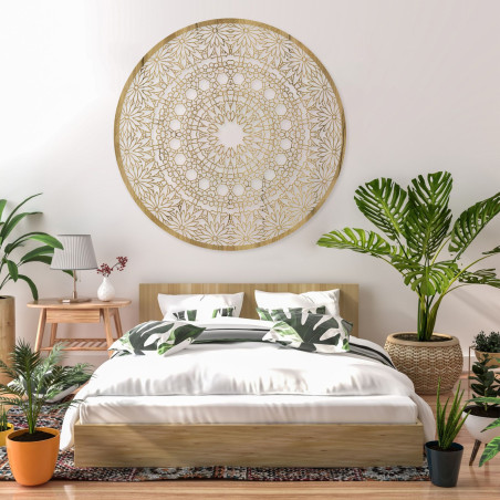 Elegantní dřevěná mandala - Exkluzivní dřevěná dekorace na zeď do obývacího pokoje