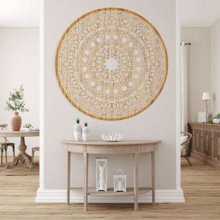 Elegantní dřevěná mandala - Exkluzivní dřevěná dekorace na zeď do obývacího pokoje