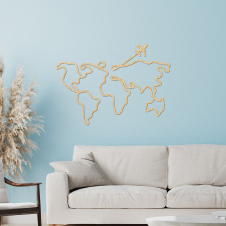 Designová dřevěná mapa světa na stěně - WorldLines
