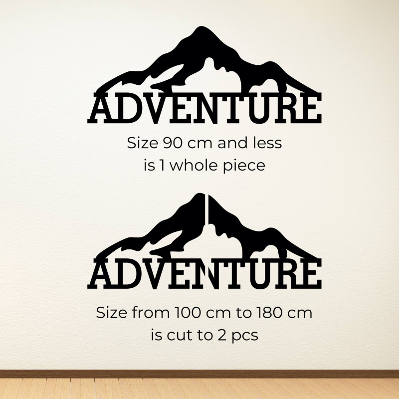 Vyřezávaný dřevěný obraz na stěně hory - ADVENTURE