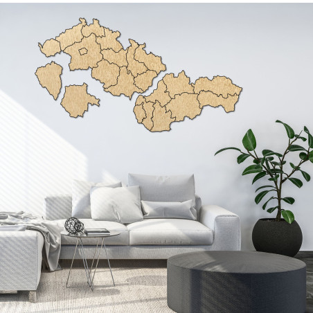 Dřevěná mapa Slovenska a České republiky - PUZZLE