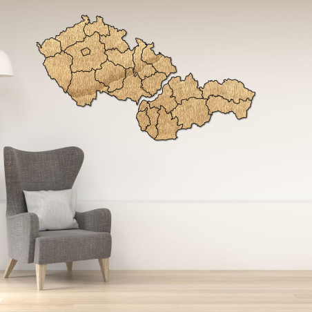 Dřevěná mapa Slovenska a České republiky - PUZZLE