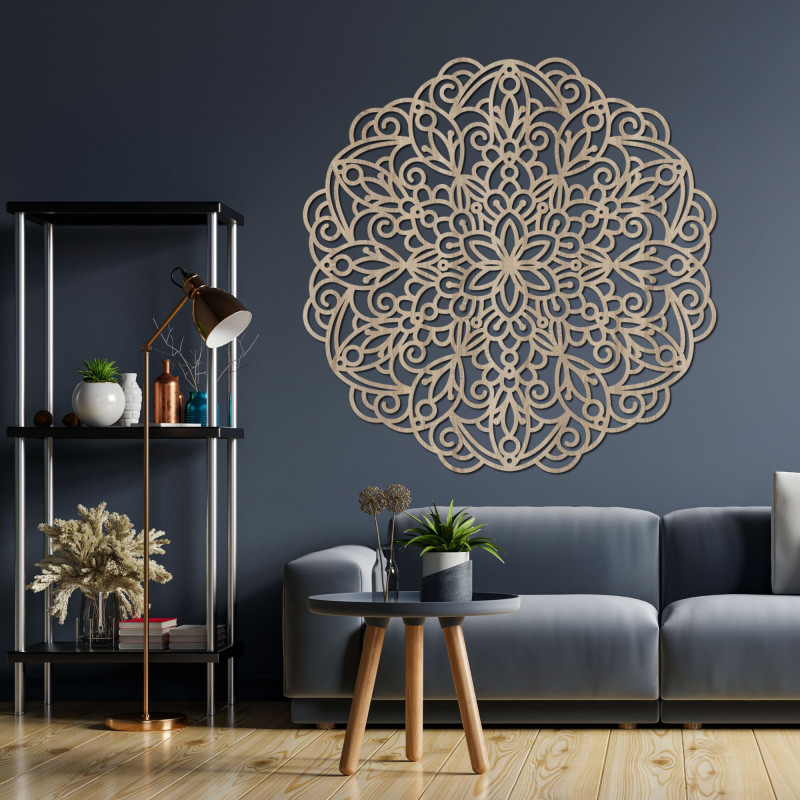 Velká dřevěná mandala, nástěnná malba - MELLANY