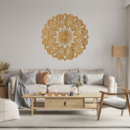 Dřevěná nástěnná dekorace mandala - PETALUM