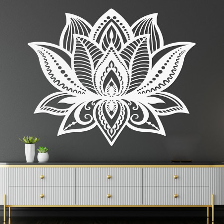 Dřevěná nástěnná dekorace mandala - LOTOS