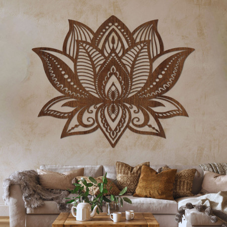 Dřevěná nástěnná dekorace mandala - LOTOS