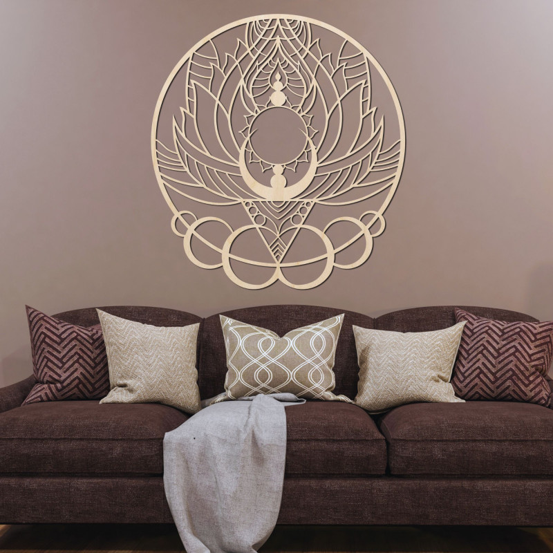 Vyřezávaná stěna – Květ slunce jako umělecký dřevěný dekor