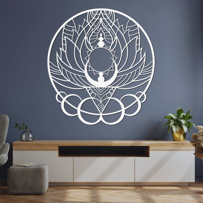 Artefakt na zeď – Vyřezávaný květ slunce, přírodní a originální design