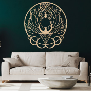 Umělecká dřevěná dekorace mandala květ a slunce - FLORISOLUS 2