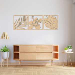 Obraz palmový list, kvet ibištek, list monstery - NOTURAL 2