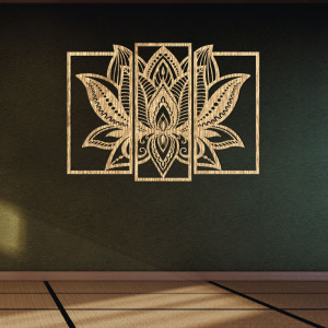 Působivá dřevěná dekorace lotosového květu - PURUS 2