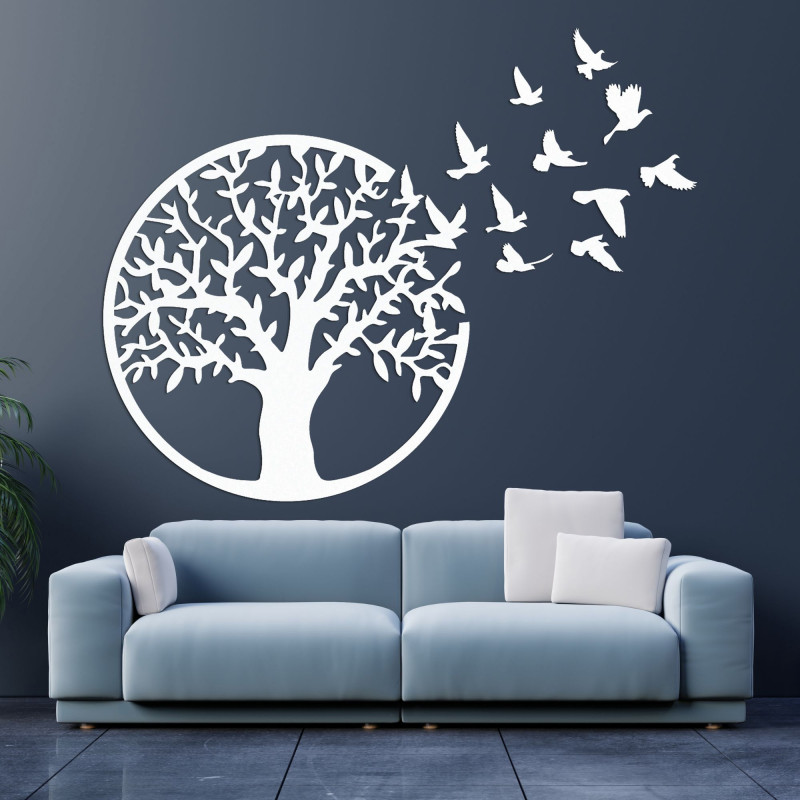 Dřevěný nástěnný obraz Strom života: Rustikální bytový dekorační panel