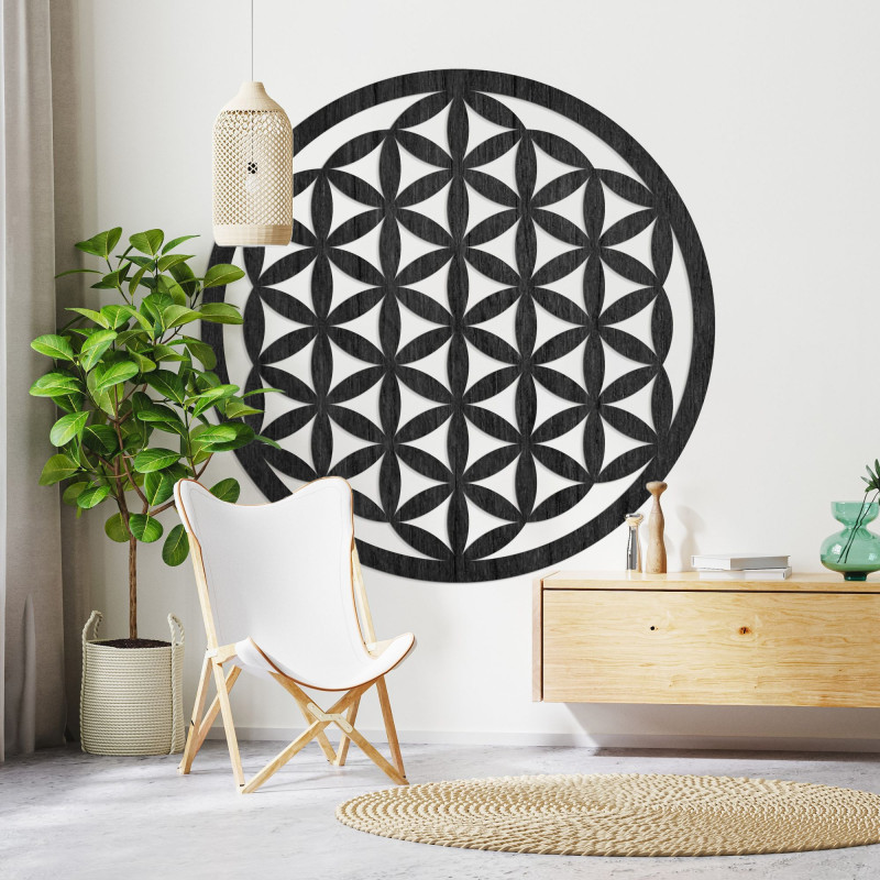 Dřevěná nástěnná dekorace mandala květ života - VITAE