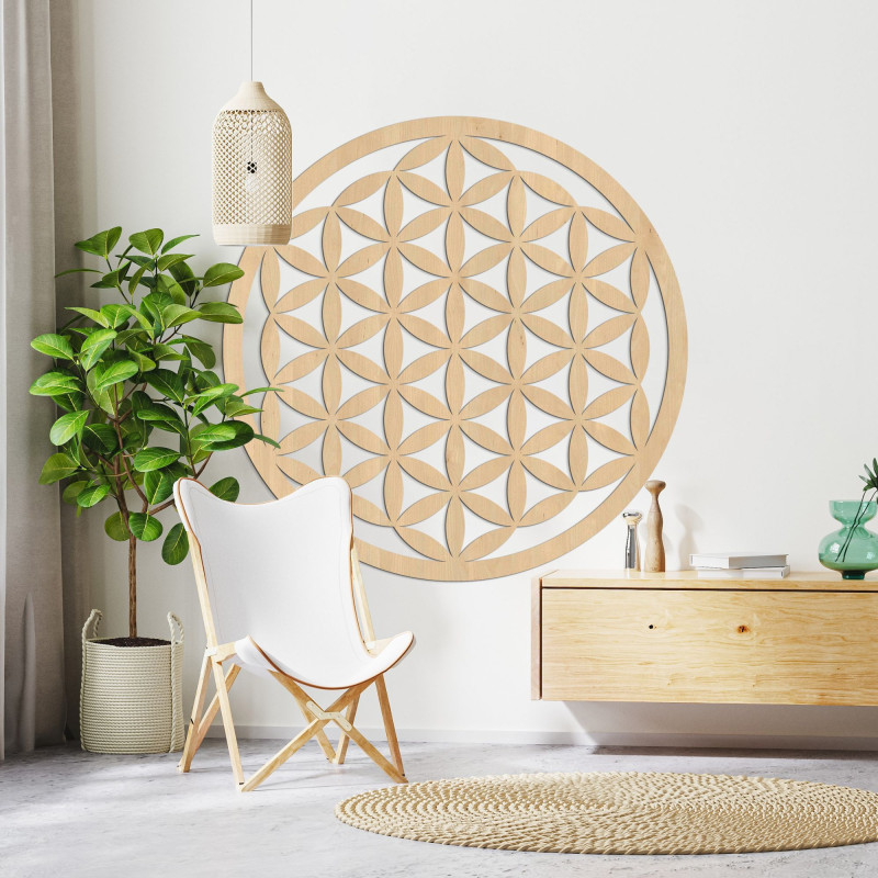 Elegantní vyřezávaná dřevěná mandala na zeď - FLORUM