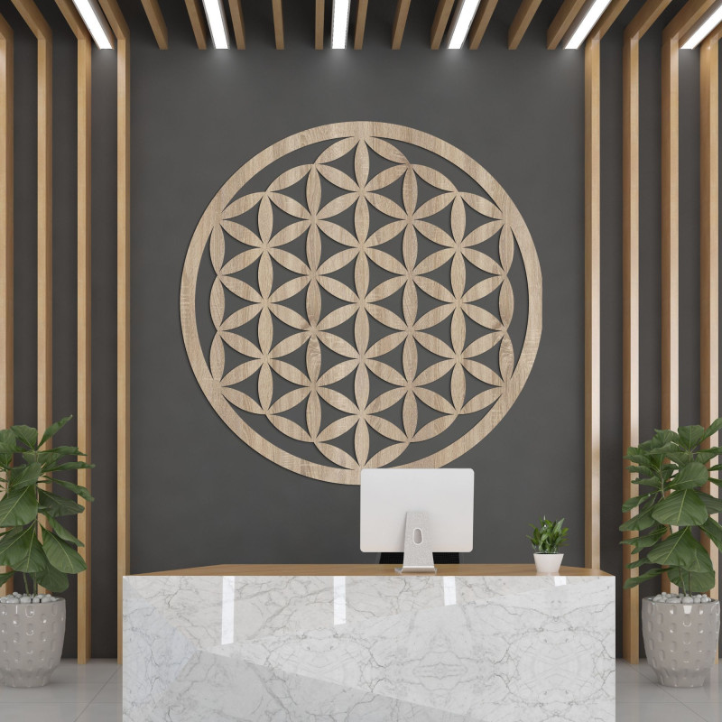 Elegantní vyřezávaná dřevěná mandala na zeď - FLORUM
