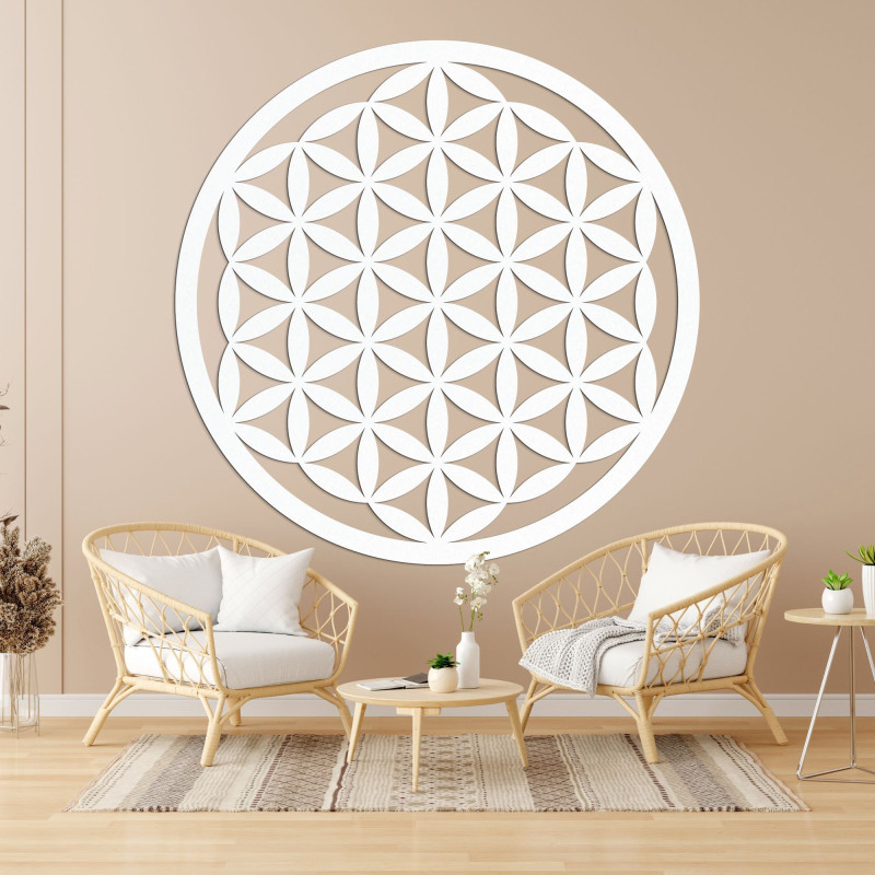 Elegantní vyřezávaná dřevěná mandala na zeď - FLORUM