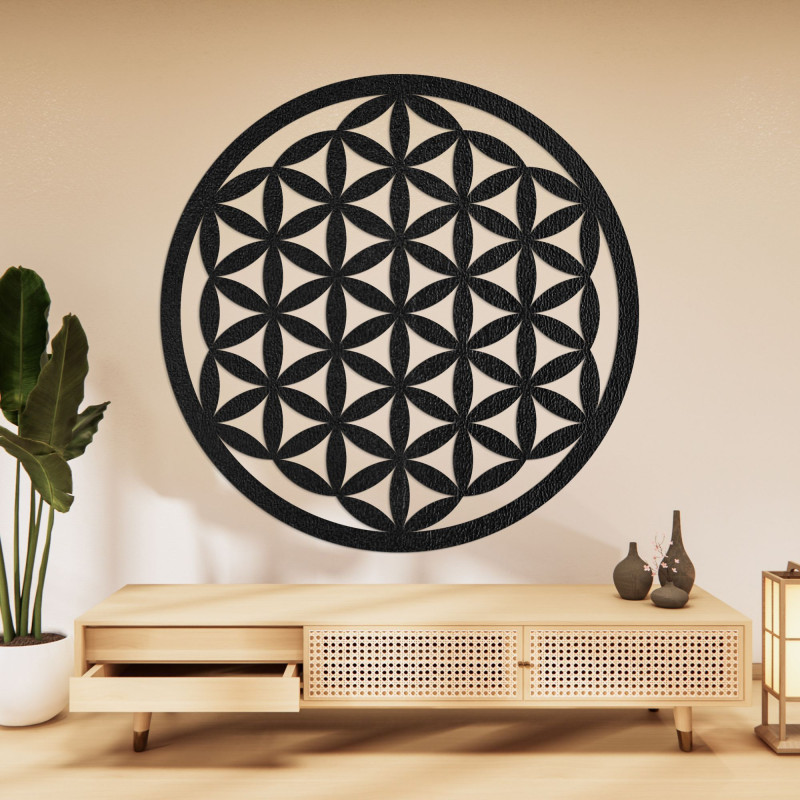 Elegantní vyřezávaná dřevěná mandala na zeď - FLORUM
