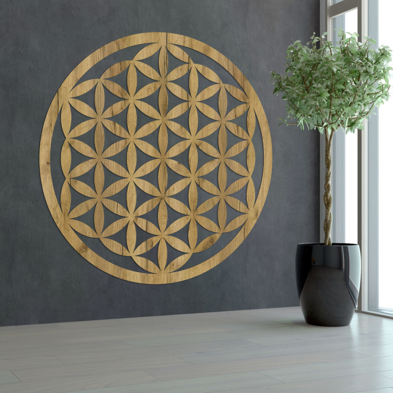 Elegantní vyřezávaná dřevěná mandala na zeď - FLORUM