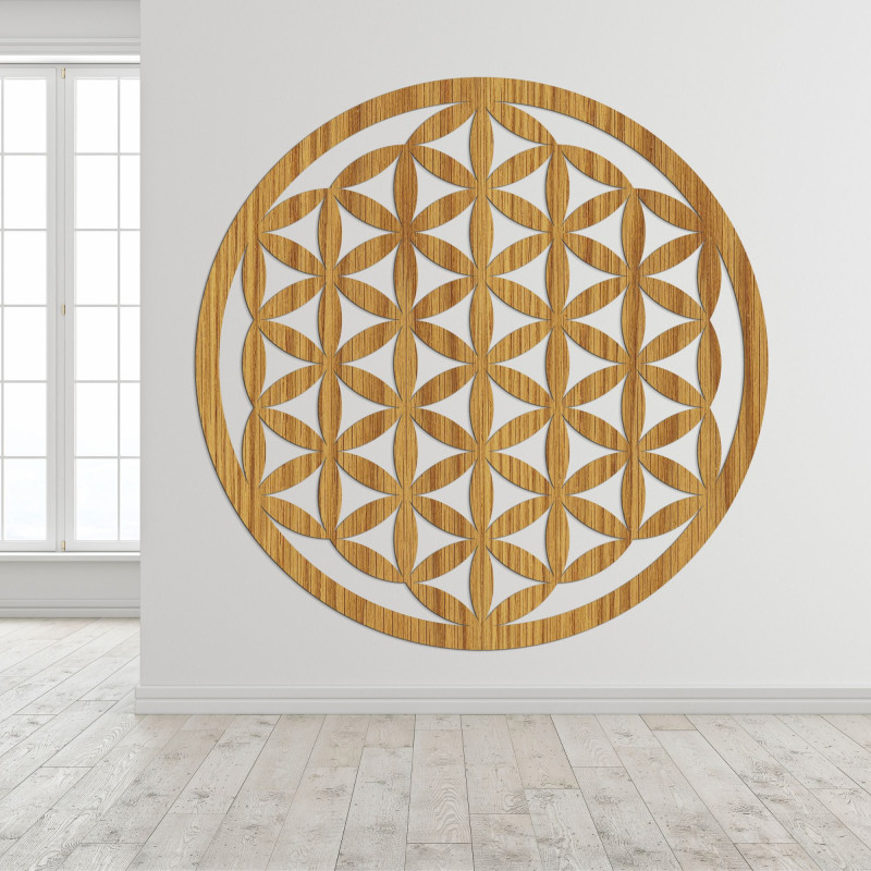 Elegantní vyřezávaná dřevěná mandala na zeď - FLORUM