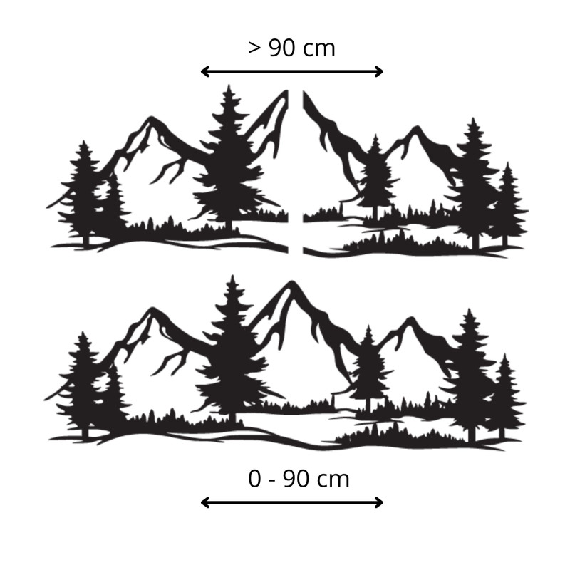 Dřevěná nástěnná dekorace masivní hory a les -...