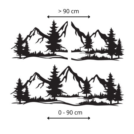 Dřevěná nástěnná dekorace masivní hory a les - MAGNA
