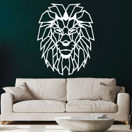 Geometrický dřevěný obraz na zeď hlava lva - LEONART