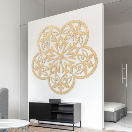Dřevěná nástěnná dekorace mandala tichá květina - FLORIVA