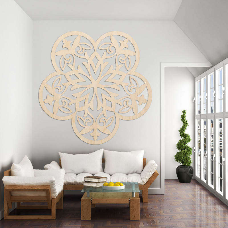 Dřevěná nástěnná dekorace mandala tichá květina - FLORIVA