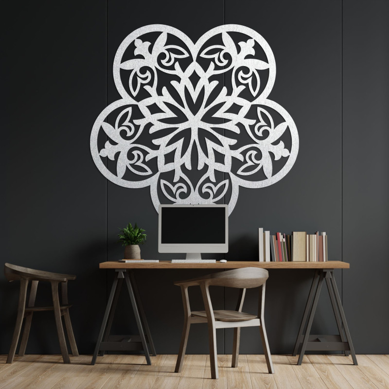 Dřevěná nástěnná dekorace mandala tichá květina - FLORIVA