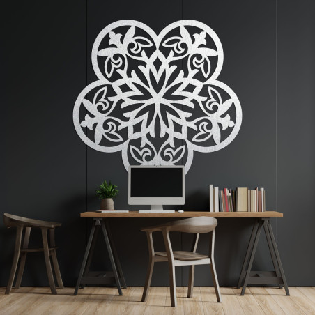Dřevěná nástěnná dekorace mandala tichá květina - FLORIVA