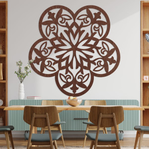 Dřevěná nástěnná dekorace mandala tichá květina - FLORIVA