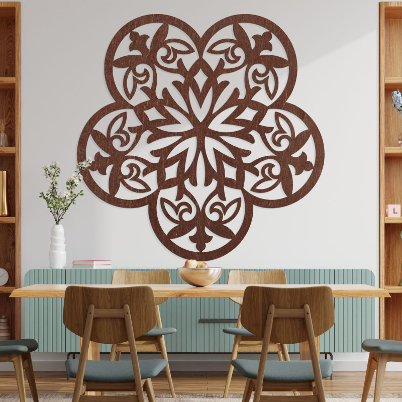 Dřevěná nástěnná dekorace mandala tichá květina - FLORIVA