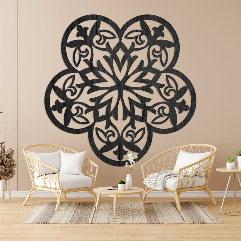 Dřevěná nástěnná dekorace mandala tichá květina - FLORIVA