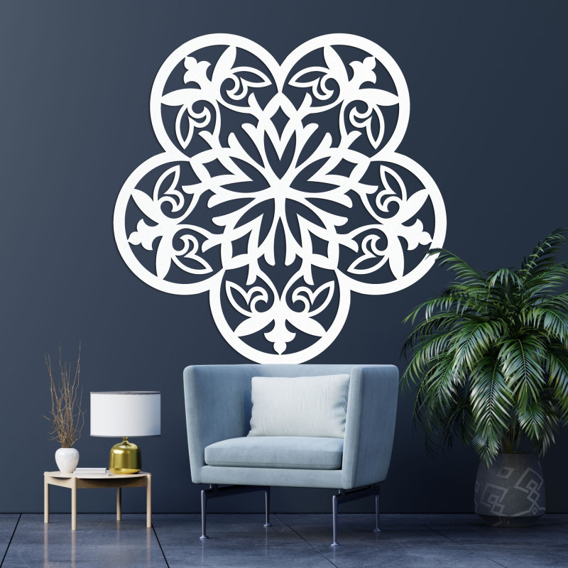 Dřevěná nástěnná dekorace mandala tichá květina...
