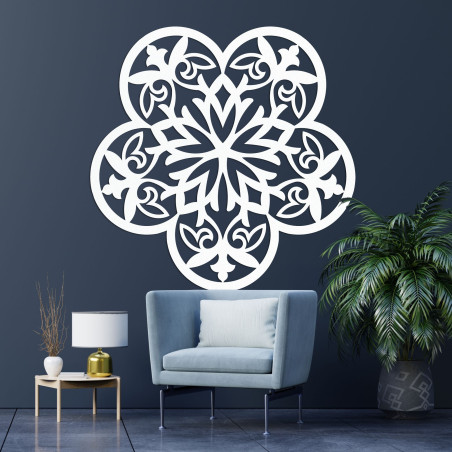Dřevěná nástěnná dekorace mandala tichá květina - FLORIVA