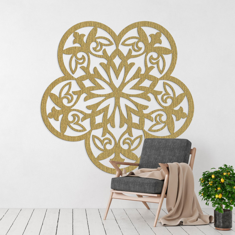 Dřevěná nástěnná dekorace mandala tichá květina - FLORIVA