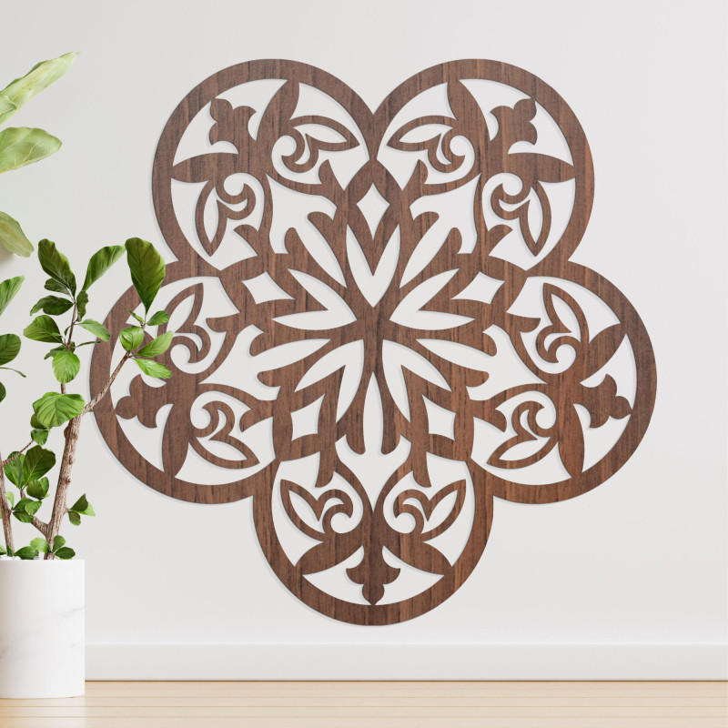 Dřevěná nástěnná dekorace mandala tajemná květina - AURELIA