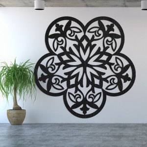 Dřevěná nástěnná dekorace mandala tajemná květina - AURELIA