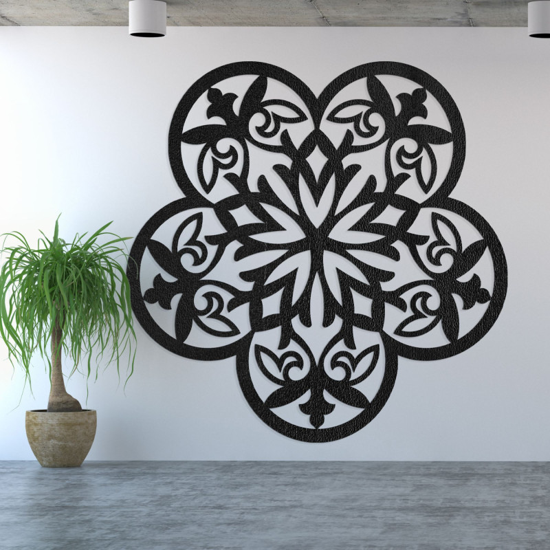 Dřevěná nástěnná dekorace mandala tajemná květina - AURELIA