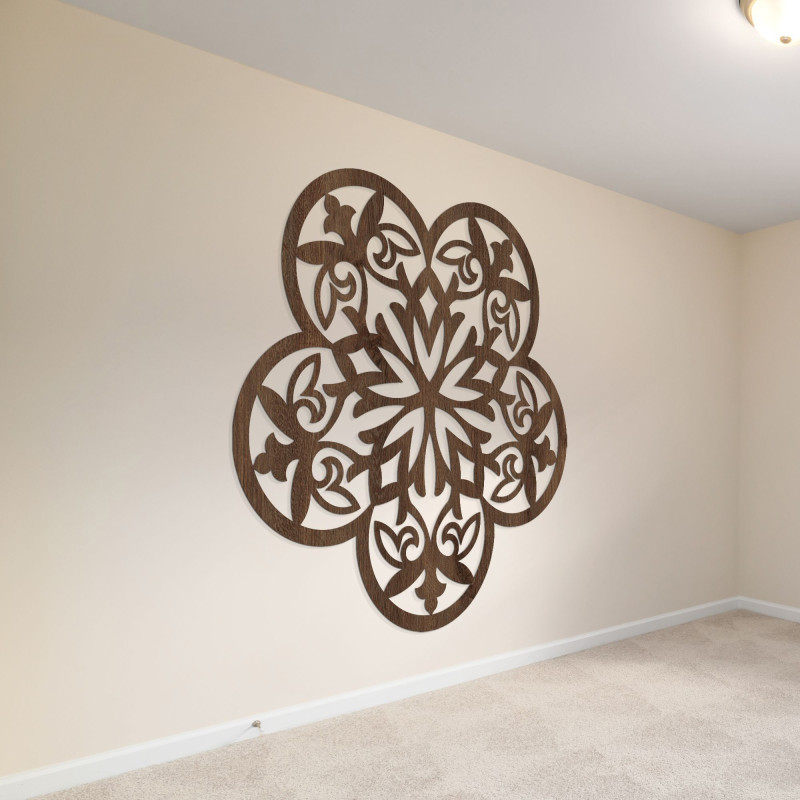 Dřevěná nástěnná dekorace mandala tajemná květina - AURELIA