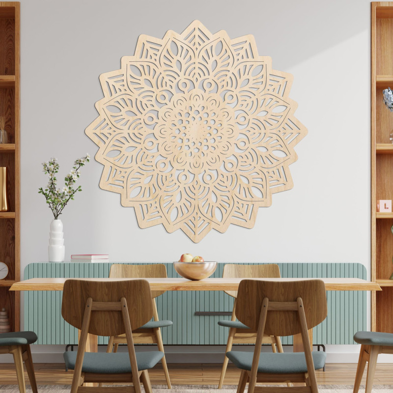 Vyřezávaná dřevěná nástěnná dekorace mandala slunce - SOLIS
