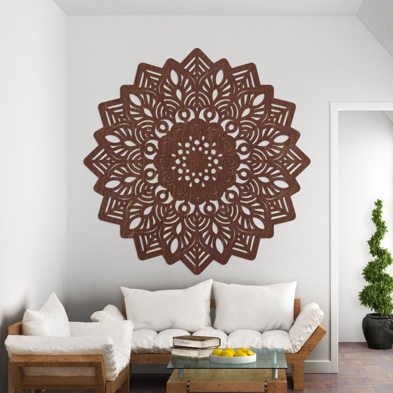 Vyřezávaná dřevěná nástěnná dekorace mandala slunce - SOLIS