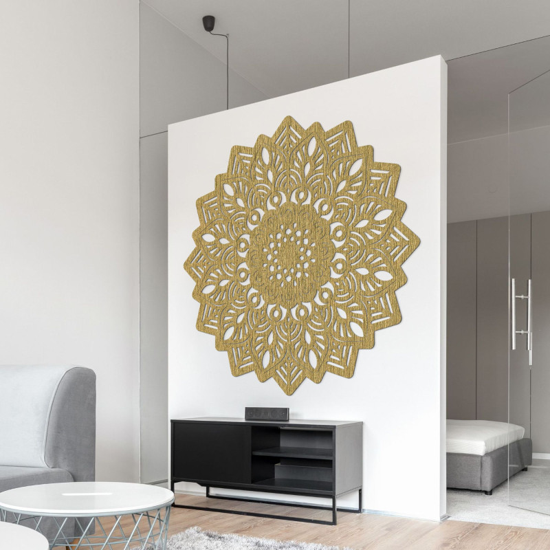 Vyřezávaná dřevěná nástěnná dekorace mandala slunce - SOLIS