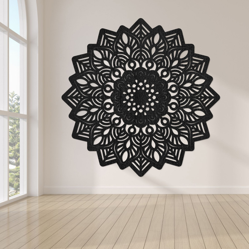 Dřevěný nástěnný obraz mandala ve tvaru slunce
