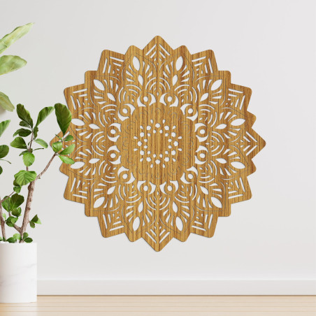 Dřevěná nástěnná dekorace mandala ve tvaru slunce - IGNEUS