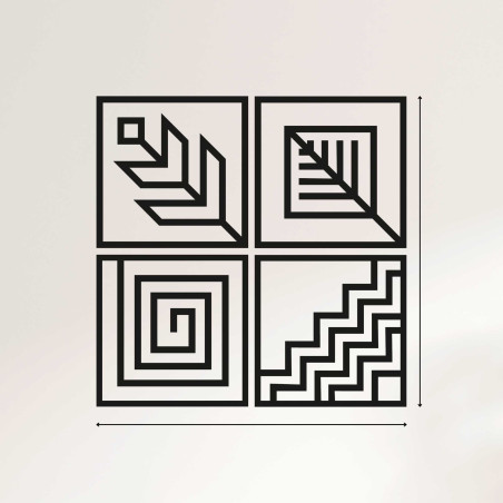 Dřevěný nástěnný obraz čtyři prvky - HADUKEN