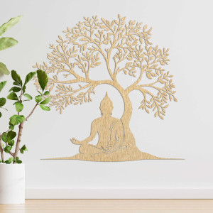 Dřevěná dekorace Buddha a strom života - MEARNE 2