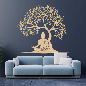 Dřevěný obrázek stromu života a Buddhy - MOTERO 2