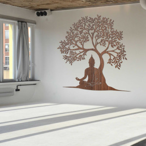 Dřevěný obrázek stromu života a Buddhy - MOTERO 2